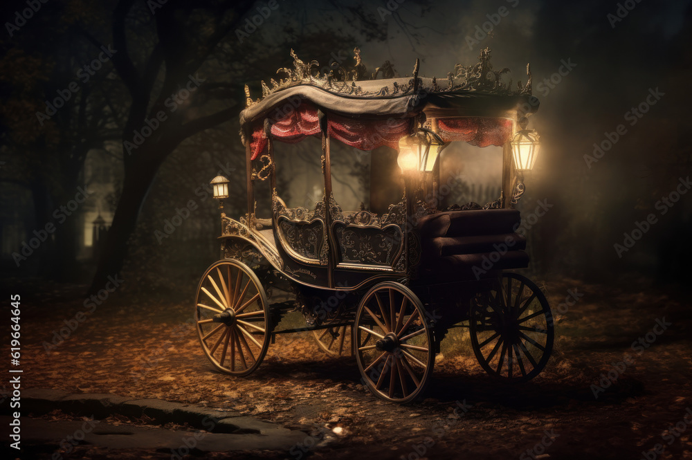Fototapeta premium Spooky Carriage created with Generative AI technology