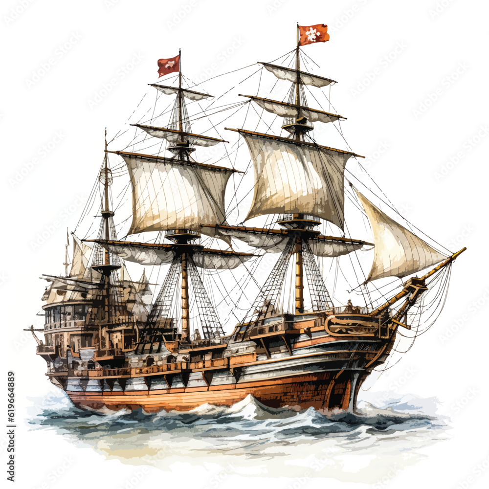 Naklejka premium A china brigantine ship