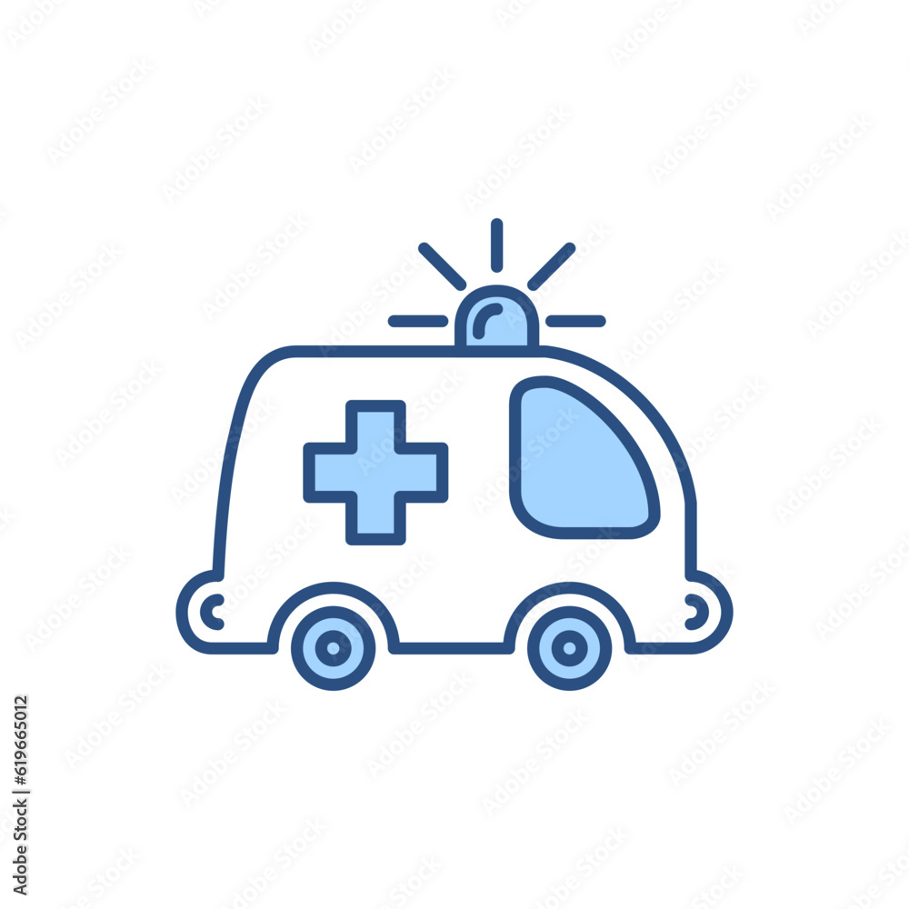 Ambulance Car related vector line icon. Emergency response. Accident department. Medical vehicle Isolated on white background. Vector illustration. Editable stroke