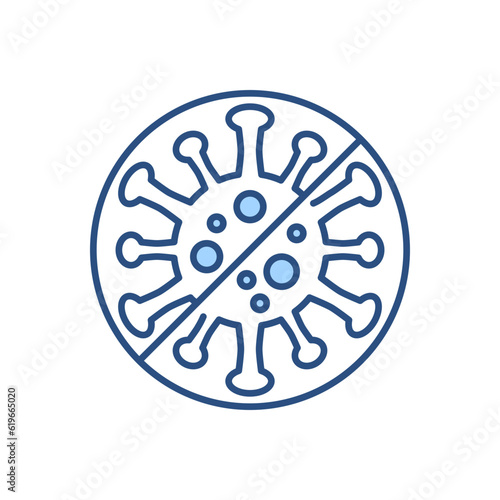 Anti Coronavirus related vector icon. Virus COVID 19 in prohibition sign. Isolated on white background. Editable vector illustration