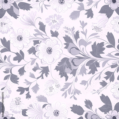 Floral decorative abstract background with gray flowers in scandinavian style