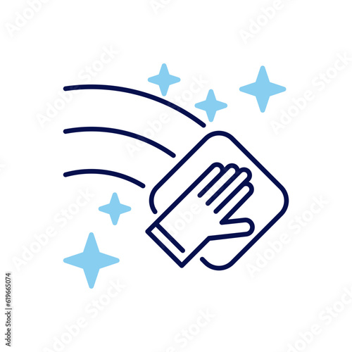 Cleaning related vector icon. Hand with a napkin wipes the surface. Clean sign. Isolated on white background. Editable vector illustration