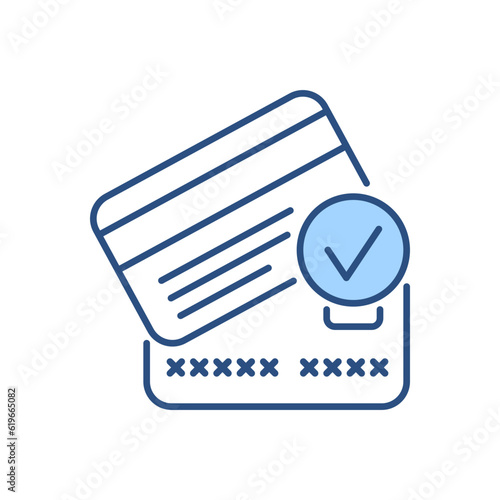 Credit card related vector icon. Credit cards with check mark sign. Isolated on white background. Editable vector illustration
