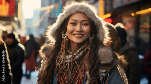 Urban Journey: Navajo Woman Embracing Villagecore, Genre-Defying Adventure in New York © Danny