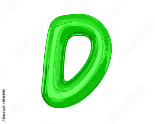 Letter D Green Balloons 3D