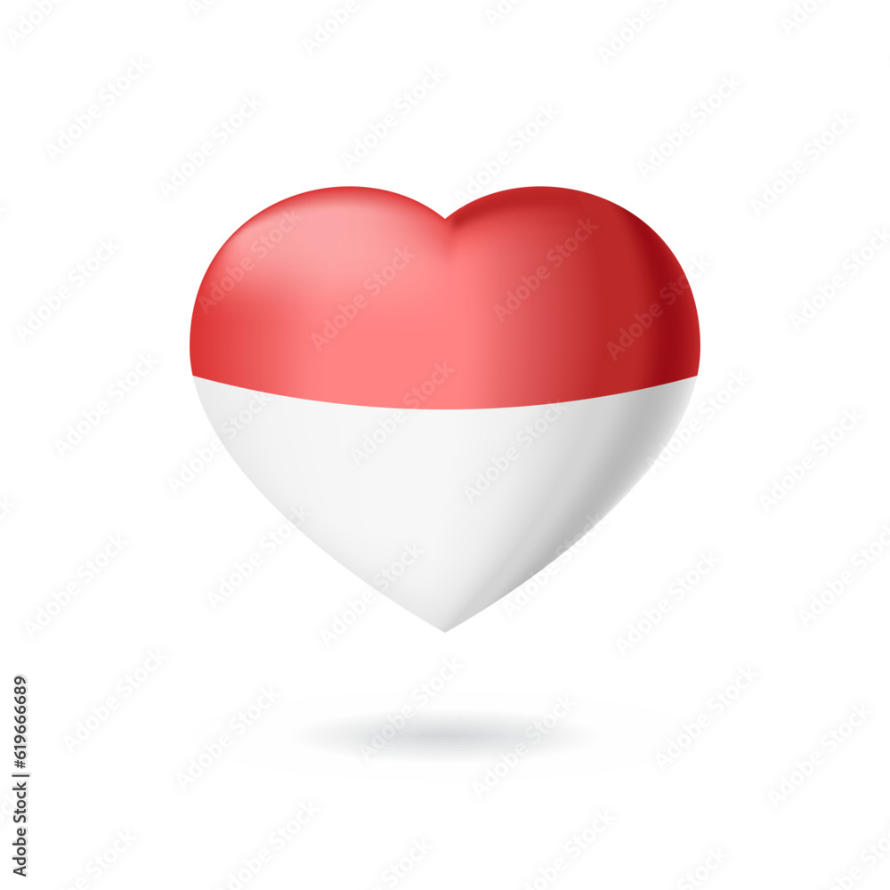 Indonesia flag heart. Vector illustration of Indonesia Flag in heart shape for Indonesia Independence Day design element. Indonesia flag heart. Vector illustration of Indonesia Flag in heart shape for Indonesia Independence Day design element.