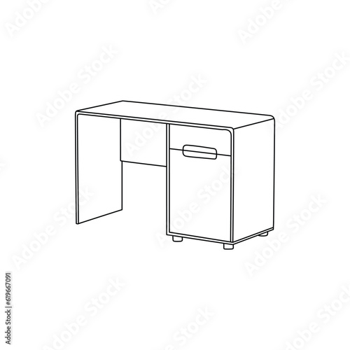 Desk icon line art design template, vector symbol, sign, outline illustration. icon from furniture collection isolated on white background