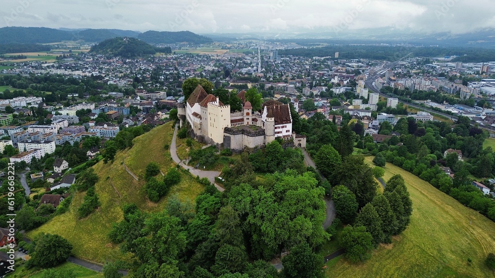 Obraz premium drone photo Lenzburg castle Switzerland europe