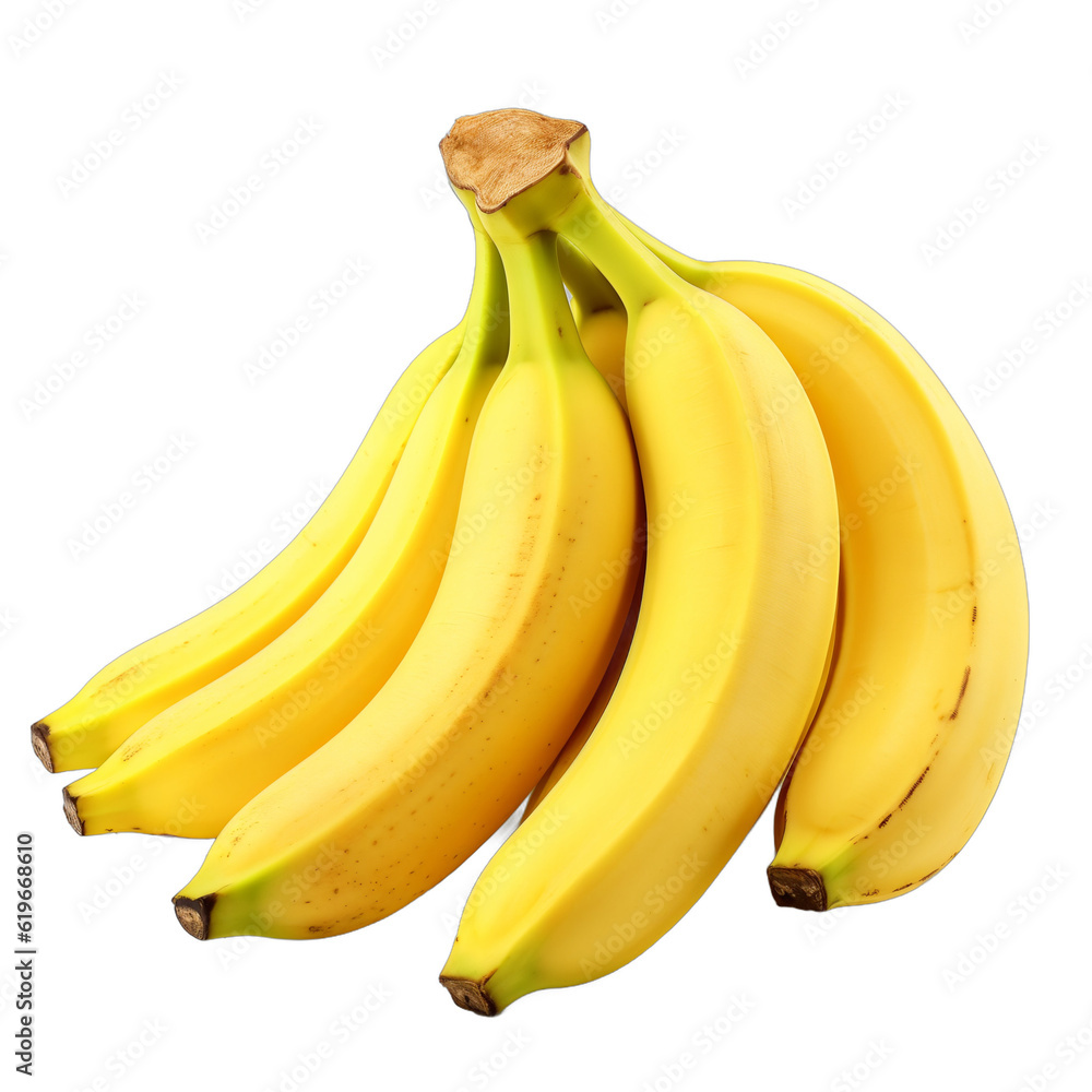 Yellow Banana isolated on white background. Transparent background