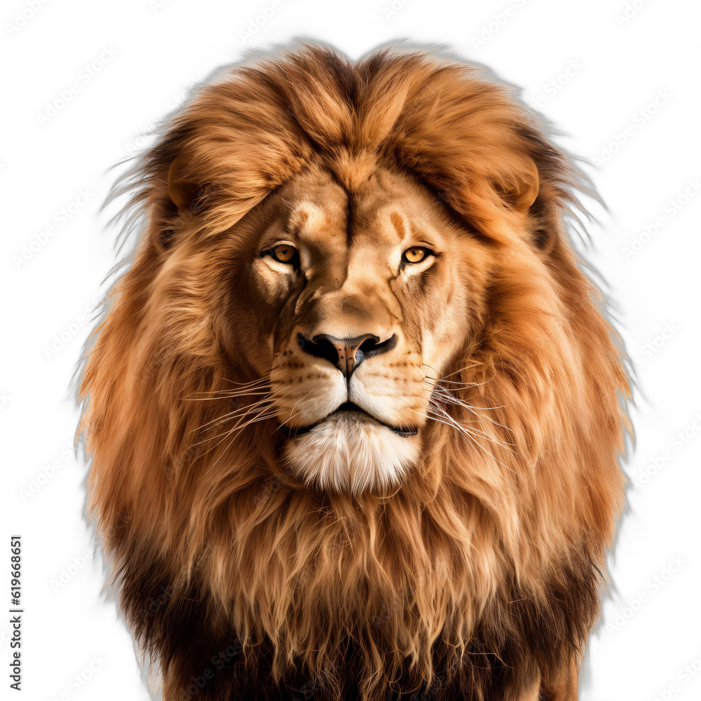 Lion Mane isolated on white background. Wildlife, Africa