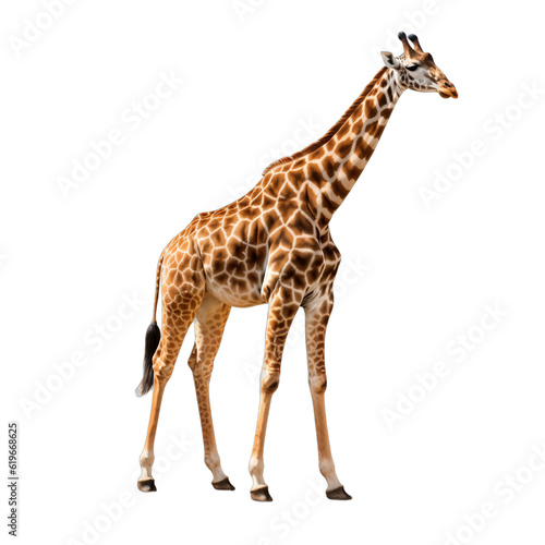 Giraffe isolated on white background. Safari animal, long neck. Transparent background