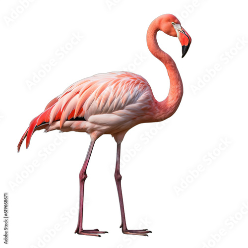 Pink Flamingo isolated on white background. Transparent background