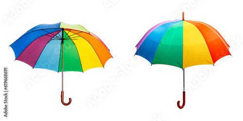 Colorful Rainbow Umbrella isolated on white background. Transparent background