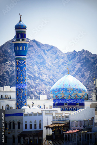 Scenic view of the mosque with minaret in Muscat, Oman at day	