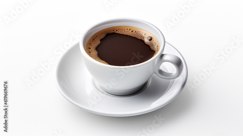 coffee cup beans splash on white background