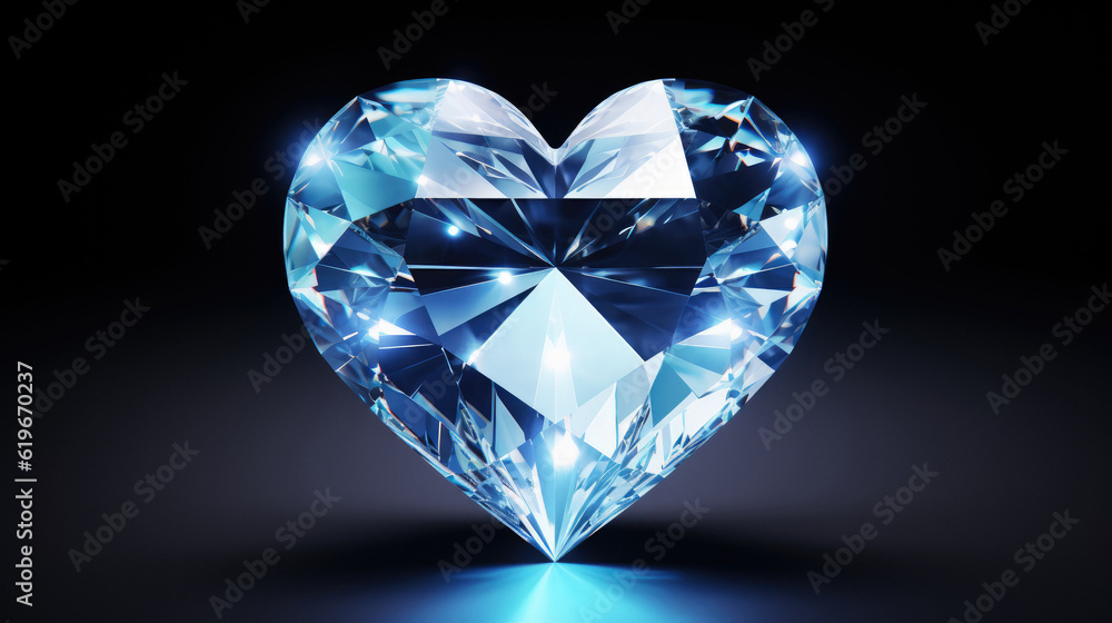 heart shaped diamond on black background