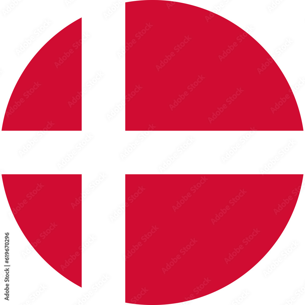round Danish flag of Denmark - obrazy, fototapety, plakaty 