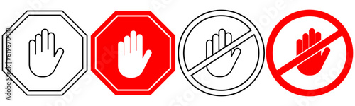 stop roadsign set isolated on white background