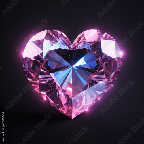 heart shaped diamond on black dark background