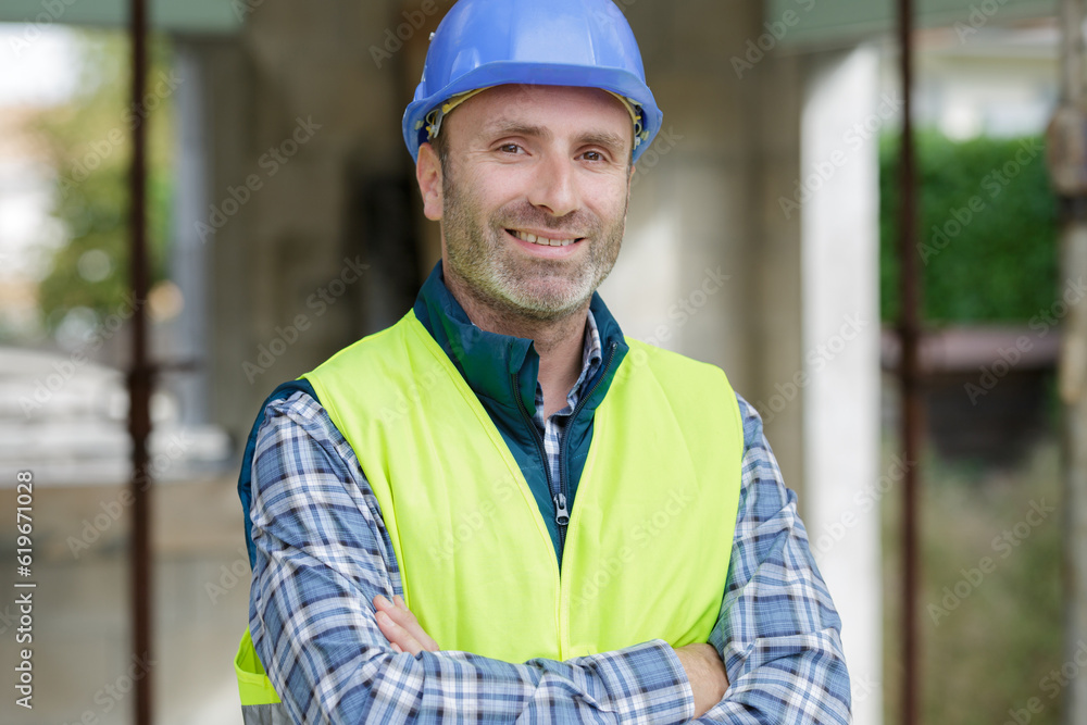 portrait of a constructor outdoors portrait of a constructor outdoors