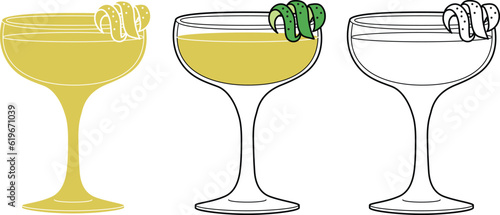 Alcohol drinks line art illustration. Vector illustration Daiquiri cocktail