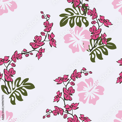 Seamless floral pattern Hand drawn large flower buds