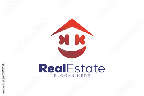 Happy Real Estate logo design vector template