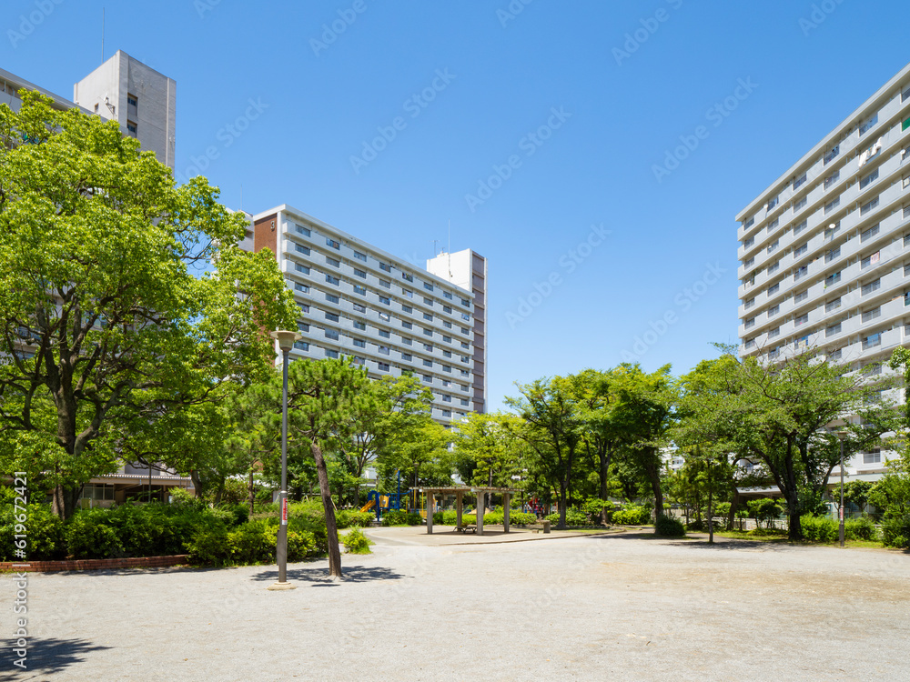 青空の東雲公園 緑が多くて気持ちが良い