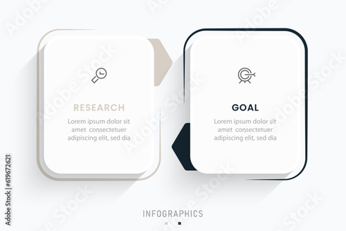 Vector Infographic label design template with icons and 2 options or steps. Can be used for process diagram, presentations, workflow layout, banner, flow chart, info graph.