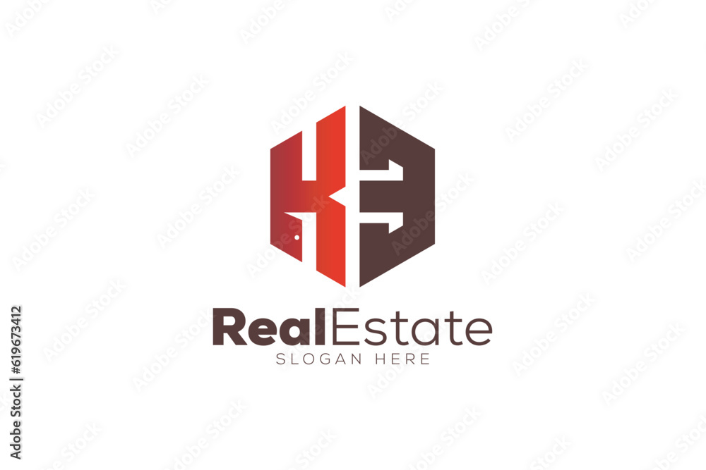 Fototapeta premium Letter k 3 Real Estate logo design vector template