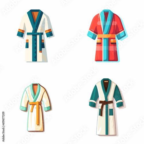 bathrobe apparel clothing for spa vector set fashion
