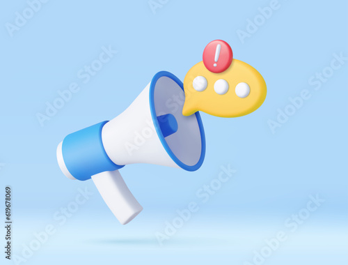 3d Megaphone with messages icon.