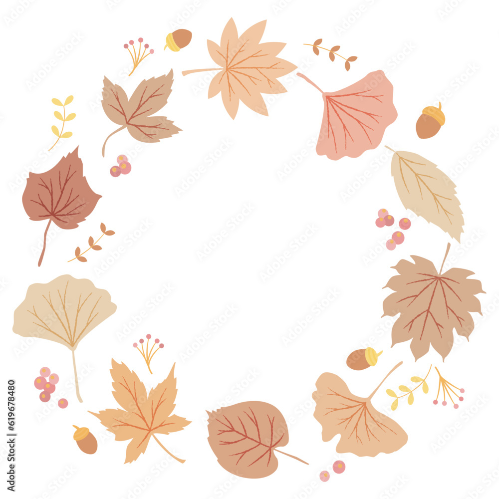 Fototapeta premium 秋の植物のパステルフレーム