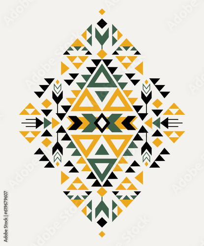 Aztec motif tribal ethnic design. Navajo decoration symbol, boho tattoo geometric template. Ethnic ornament. 
