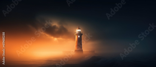 lighthouse at night photo