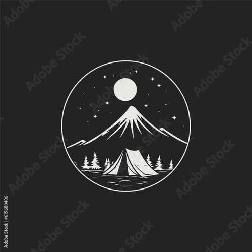 Campfire vintage logo design vector illustration