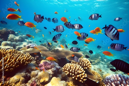 Fotobehang Beautiful coral reef fish photo