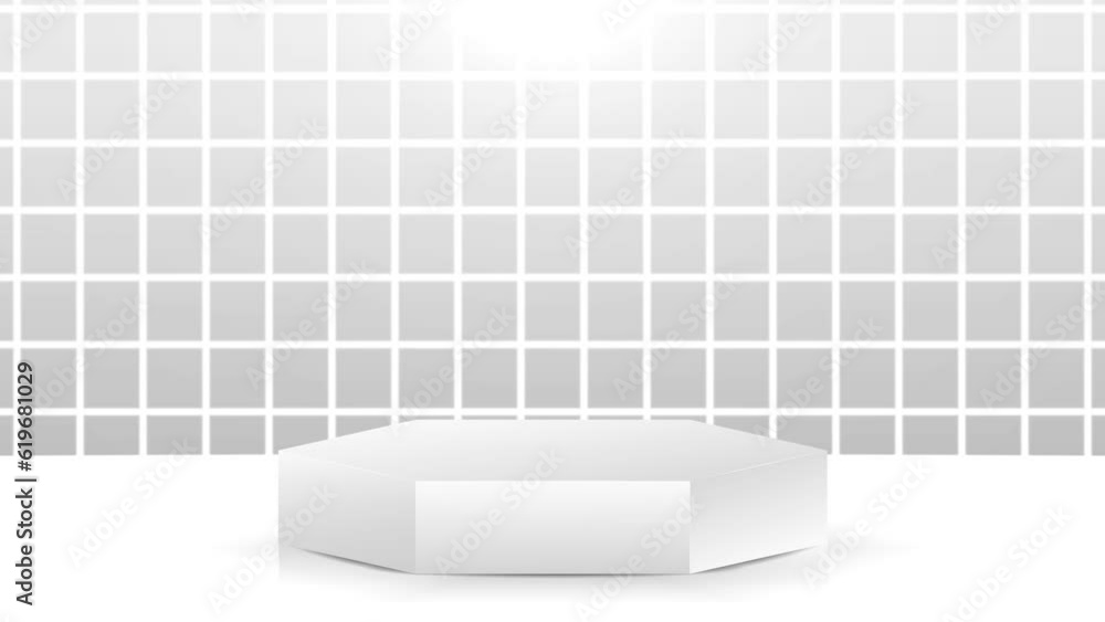 hexagon podium with grid on white background 4K animation, suitable for ...