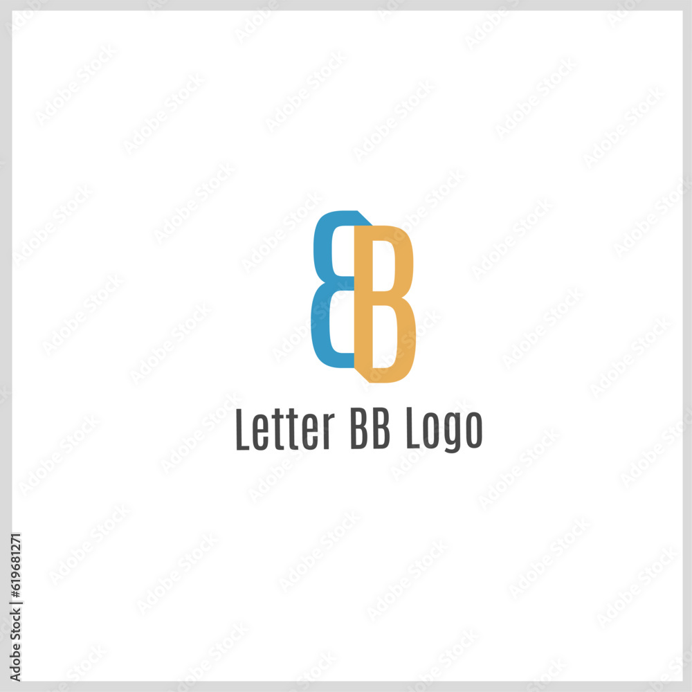 Letter BB monogram logo template, Blue and orange color. Vector Illustration for Icon, Symbol, Logo etc