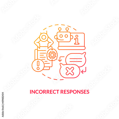 Thin line gradient icon representing incorrect responses, isolated vector illustration, AI in education. photo