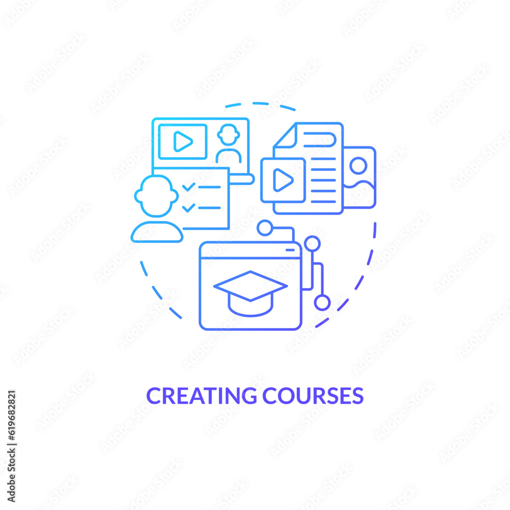 Thin line gradient icon representing creating courses, isolated vector illustration of innovation in education.