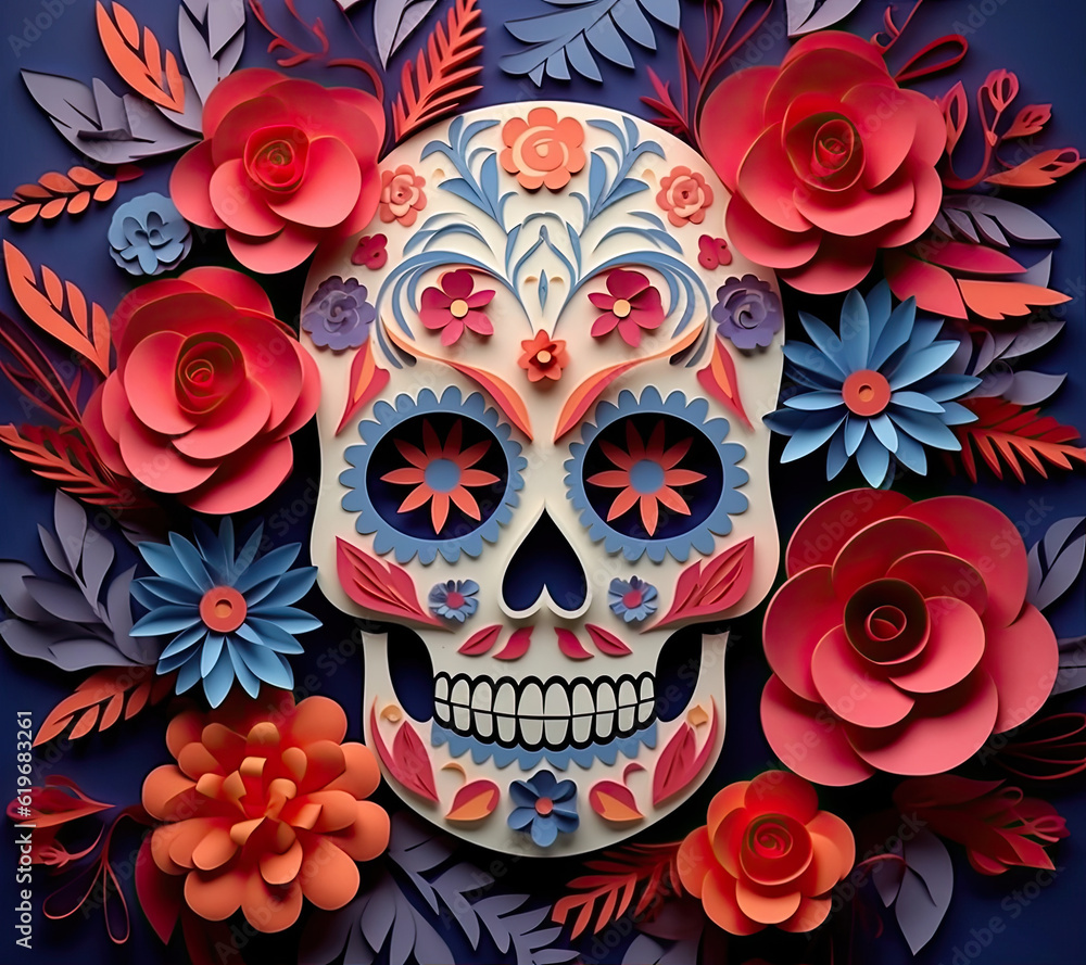 skull with flowers