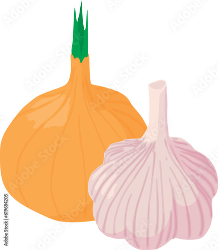 Useful food icon isometric vector. Organic freshly harvested garlic near onion. Raw food, healthy nutrition photo