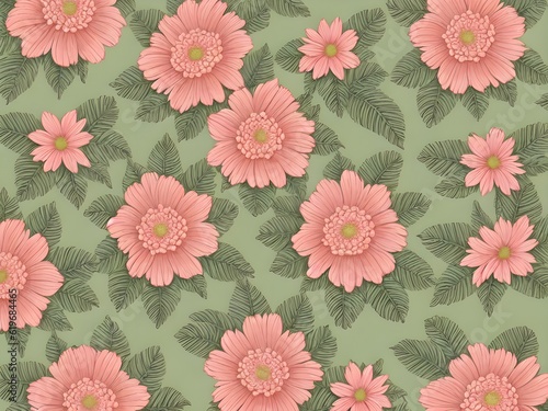 Vintage Floral Pattern, Generative AI Illustration © pandawild