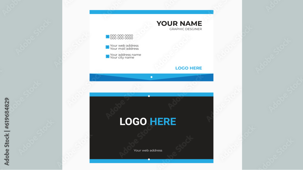 Modern blue business card design template. Creative and clean minimalist style. Luxury business card design template. Modern blue business card design template. Creative and clean minimalist style. Luxury business card design template.