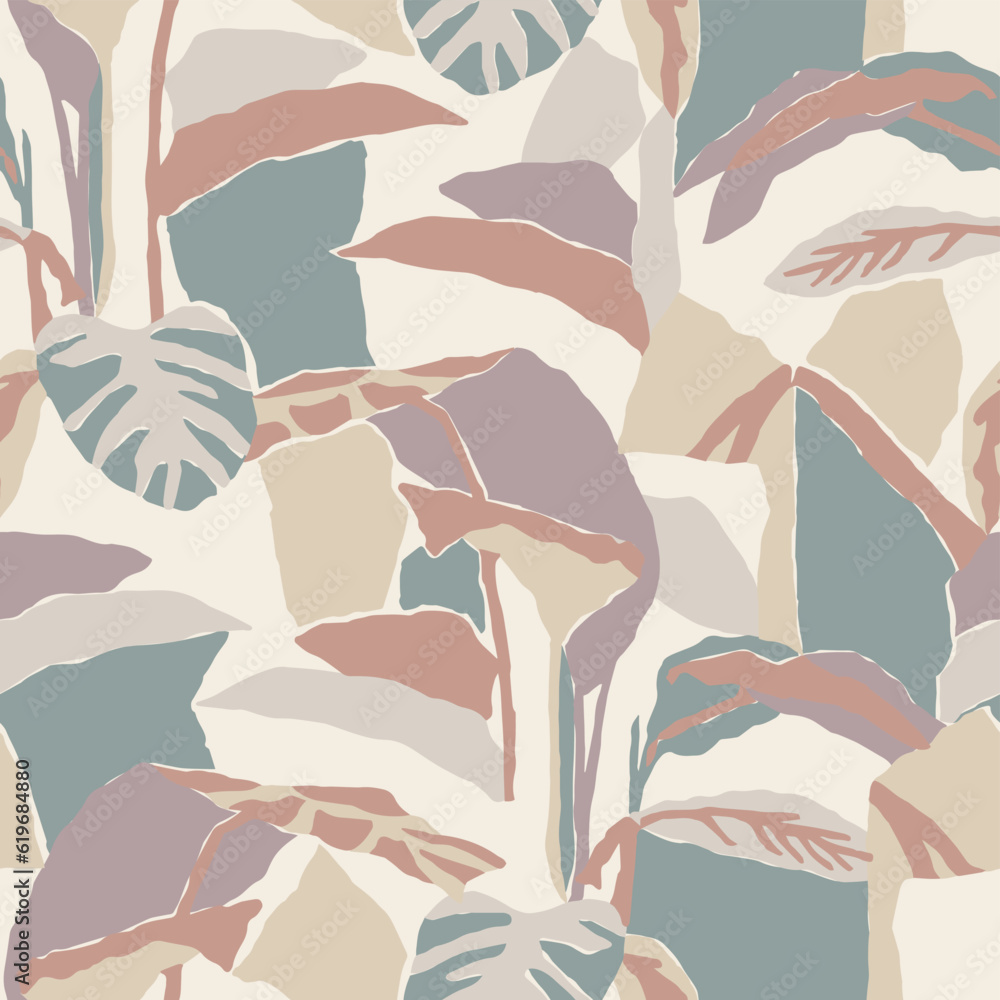 Obraz premium Vector contemporary plant illustration seamless repeat pattern