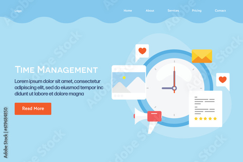 Social media content post schedule, digital marketing calendar business time management conceptual web banner vector illustration.