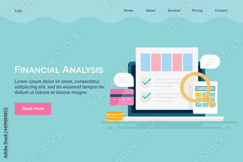 Financial and business accounting report, banking statement calculation audit bill payment invoice, digital fintech solution web banner vector illustration.