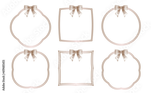 水彩風　リボンフレームセット　セピア