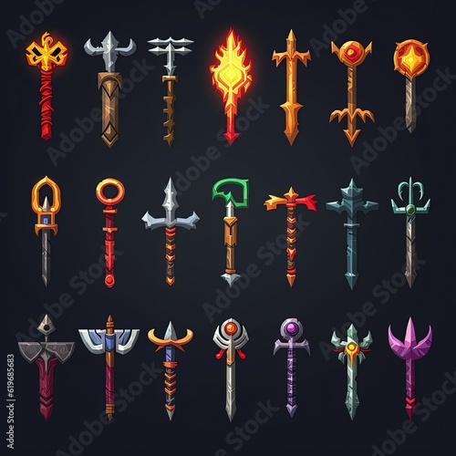 set of pixelated weapons collection generated ai